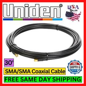 Uni-153 Uniden 30ft Sma Male Coaxial Cable 50 Ohm Low Loss Antenna Cb Radio Ext