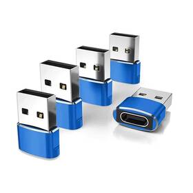 Usspo 797427446985 5 Packusb C Female To Male Adaptera Power Charger Cable Blue
