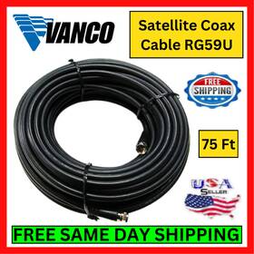 Vanco Ff75 75 Foot Coax Cable For Satellite Tv Rg59u High Quality F Connectors