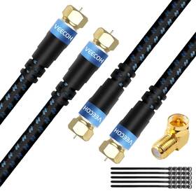 Ve-tz001-4 Veecoh Coaxial Cable 4ft 2 Pack Quad Shielded Digital Rg6 Antenna Coax Cord W