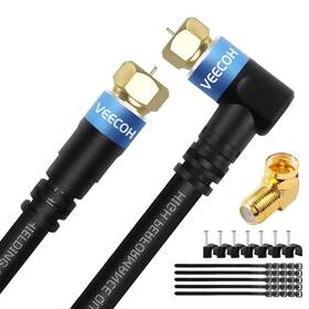 Ve-tz002-15 Veecoh Coaxial Cable 15ft Right Angle Quad Shielded Digital Rg6 Antenna Coax