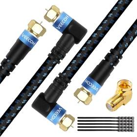 Ve-tz002-4 Veecoh Coaxial Cable 4ft 2 Pack Right Angle Quad Shielded Digital Rg6 Antenna