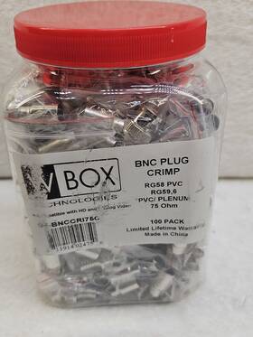 0e-bnccri75c W Box Bnc Plug Crimps 100 Pack Compatible Hd And Analog Video