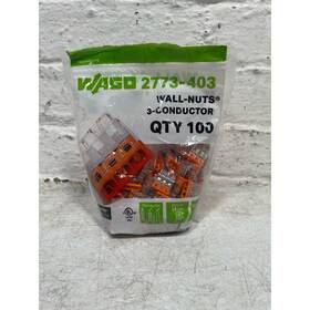 2773-403 Wago Push Wire Connectors 3-port Transparent Housing Orange Cover 100 Pieces