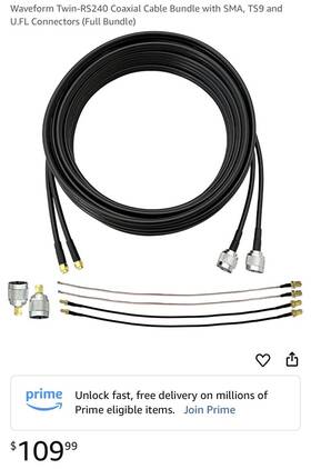 Waveform Us3dcnpnr2lpvc5m Twin-rs240 Coaxial Cable Bundle Sma Ts9 U.fl Connectors Full