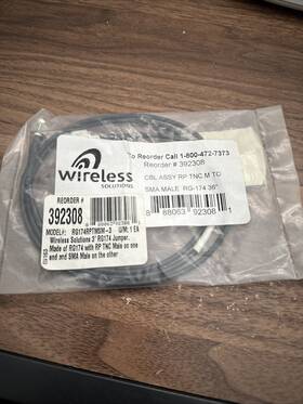 Rg-174 Wireless Solutions 888063923081 Cbl Assy Rp Tnc M To Sma Male 36 Inch