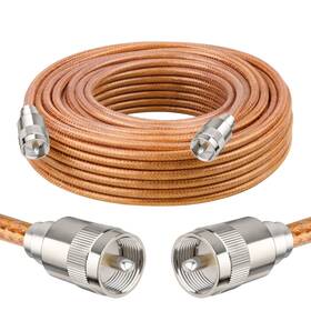 Rg8x-uhf-cb-50ft-brown Xrds -rf 50ft Rg8x Coaxial Cable With Uhf Male Pl259 Connectors Solid Copper Core Br