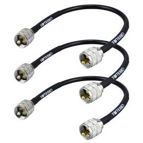 K0059-3x-y Yovkiss Rg8x Coaxial Cable 3 Pack 1ft Jumper Cb Coax Pl259 Male Uhf Connector