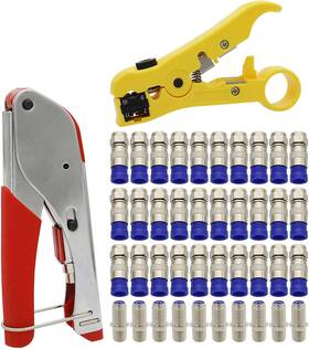Coax-rg630f Zkarabc Coax Cable Crimper And F Rg6 Connectors 30pcs Male 10pcs Female To