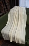 Saol Knitted Double Cable Throw Blanket Merino Wool Natural Color 60" X 40". Fixed Price $72.90.