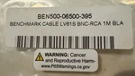 Benchmark LV61S Bnc Male To Rca Coaxial Cable 1M Black BEN500-06500-395. Fixed Price $25.00.