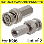 2 Pack Bnc Connector For RG6 Coaxial Cable Twist-on Plug Cctv Cameras. Fixed Price $7.99.