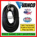 Vanco PLL18 Cb Antenna Cable Co-phase PL259 To 3/8" Plug Lugs Pair 95% Braid Kit. Fixed Price $18.75.