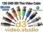 12G Uhd Sdi Digital Video Belden 4855R Thin Cable With Neutrik Bnc Plugs. Fixed Price $143.41.