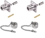 2 Amphenol Rf N-male Panel Mount RG58 Crimp W/ Dust Cap. Fixed Price $24.95.