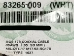 Belden 83265 30AWG RG-178 M17/93-RG178 50OHM Scccs Fep Coaxial Cable White /10FT. Fixed Price $29.99.