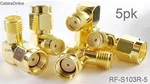 5-PACK Rp-sma To Female Right Angle 90-DEGREE Gold Plated Adapter. Fixed Price $13.98.
