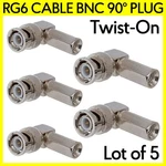 5 Pack Bnc Plug Right Angle Connector 90 Degree Twist RG6 Coaxial Cable. Fixed Price $11.49.
