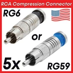 5PCS Rca Compression Connector RG59/RG6 Coaxial Cable A/v Audio Video Male Plug. Fixed Price $12.89.