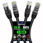 Maximm Cat 6 Ethernet Cable 25 Ft 2-PACK High-speed Lan Internet Cabl.... Fixed Price $26.31.