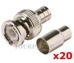 20 Pack Lot - RG59 2PC Coaxial Bnc Crimp Male Connector Plug Ends Cctv. Fixed Price $12.95.