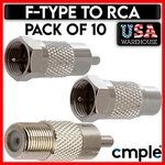 10 Pack Rca To F-type Adapter RG6 RG59 Coaxial Cable Converter A/v Antenna Tv. Fixed Price $11.79.