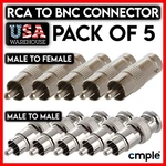 5 Pack Bnc Rca Adapter Converter Connector Coupler Dvr Cctv Camera. Fixed Price $11.39.