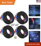 4 Pack 30M/100FT All-in-one Video Power Cables, Bnc Extension Surveillance Ca.... Fixed Price $50.85.