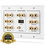 7.1 Surround Home Theater Speaker Wall Plate Banana Binding Post Hdmi Port 3GANG. Fixed Price $25.99.