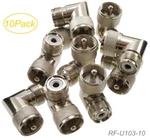 10-PACK Uhf PL259 To SO239 Female Right Angle Adapter, RF-U103-10. Fixed Price $29.95.