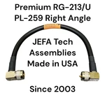 Jefa Tech Premium RG-213 Ham Radio Cb Coax Cable Jumper PL-259 Right Angle. Fixed Price $22.99.