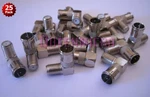 25 Push-on Right Angle Female Quick Coaxial Tv Cable Connector Adapter. Fixed Price $24.95.