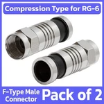 2 Pack F-type Compression Connector For RG6 Coaxial Cable Wire Waterproof. Fixed Price $8.39.