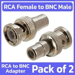 2 Pack Bnc Plug To Rca Female Jack Adapter M/f Coaxial Cable Converter Cctv. Fixed Price $8.49.