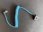 Kondor Blue Coiled D-tap To Locking Dc 2.1MM Right Angle Power Cable. Fixed Price $12.99.