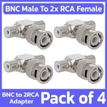 4 Pack Bnc 2X Rca Female Adapter Coaxial Connector Converter Cctv. Fixed Price $10.49.