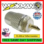 Workman Amp-tef-ss PL-259 Antenna Coax Plug Connector W/ Teflon Insulator Gold. Fixed Price $9.95.