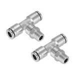 2PCS Tee Push To Connect Tube Fittings 1/4" Od X 1/8" Npt Male Silver. Fixed Price $17.80.