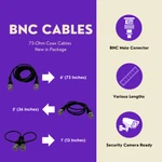 Bnc Male To Coax Rf Cable, Low Loss, 75-OHM RG59 Various Lengths. Fixed Price $12.50.