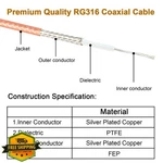 Mookeerf Sma To Bnc Cable 4FT 2 Pack RG316 Adapter Black. Fixed Price $34.99.