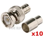 10 Pack Lot - RG59 2PC Coaxial Bnc Crimp Male Connector Plug Ends Cctv. Fixed Price $8.95.