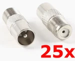 25 Pack - Pal To Type Female Jack Adapter Coax Tv Radio Antenna Converter. Fixed Price $39.95.