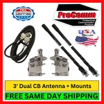 Procomm HSD995-3B Dual 3' Cb Antenna 3-WAY Mount Cable Kit 750W Fiberglass Black. Fixed Price $49.95.