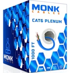 Monk Cables CAT6 Plenum 1000FT Utp, 23AWG, 550MHZ DSX-8000 Certified. Fixed Price $149.93.