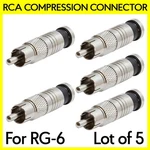 5 Pack Compression Connector For RG6 Coaxial Cable Cctv Outdoor Camera. Fixed Price $11.49.
