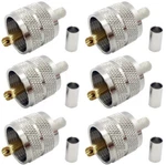 6X RG-8X, LMR-240 Crimp-on Uhf Male PL-259 Connector Nickel Plated Coaxial 6PCS. Fixed Price $11.96.