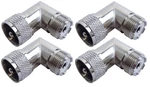 4 Lot Kalibur KRA259X PL259 Right Angle Connector Uhf Female Adapters. Fixed Price $41.95.