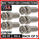 Pack RG59 RG6 Bnc Twist-on Connector Adapter Male Coax Cables Cctv Camera Dvr. Fixed Price $12.39.