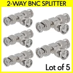 5 Pack Bnc To 2X Plugs T-adapter Coaxial Cable 2-WAY Splitter. Fixed Price $9.99.