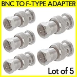 5 Pack Bnc Plug F-type Adapter Coaxial Cable Connector Converter. Fixed Price $10.49.